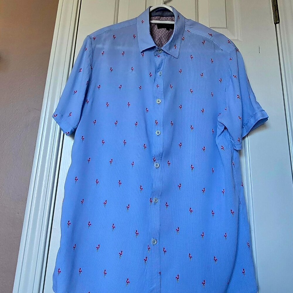 Baby blue button down summer shirt